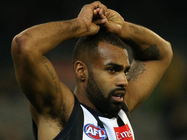 Collingwood v Brisbane at the  MCG, Melbourne  Australia , 16th August 2014.  Collingwood's Heritier LumumbaPic : George Salpigtidis