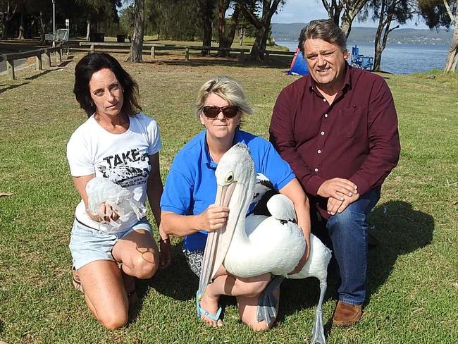 Co-founder of Take 3 Mandy Marechal, Cathy Gilmore from Australian Seabird Rescue, and independent Central Coast Councillor Bruce McLachlan are concerned about increasing litter on the Coast.