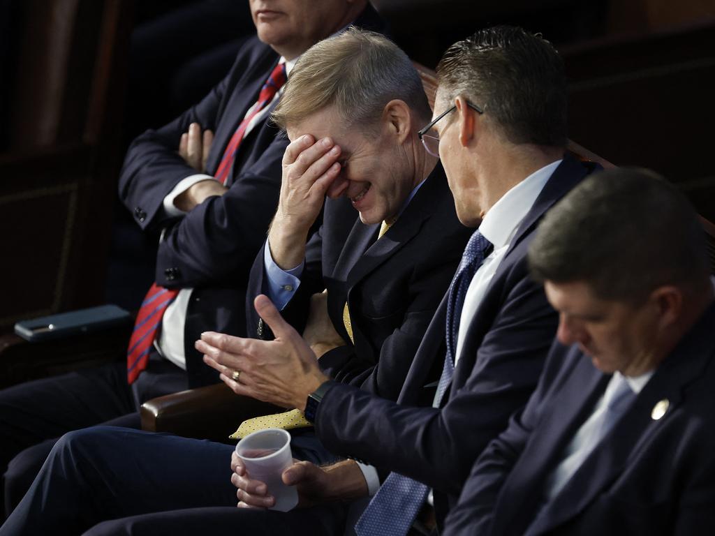 Rep. Jim Jordan sits with fellow Republicans during roll call votes for Speaker of the House of the 118th Congress.