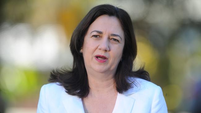 Annastacia Palaszczuk speaks to reporters. Picture:, John Gass.