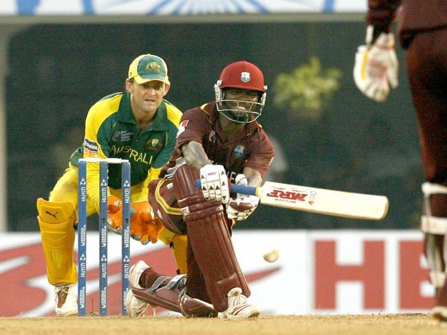 Lara bats against Australia at the 2005 Champions Trophy. Picture: David Kapernick