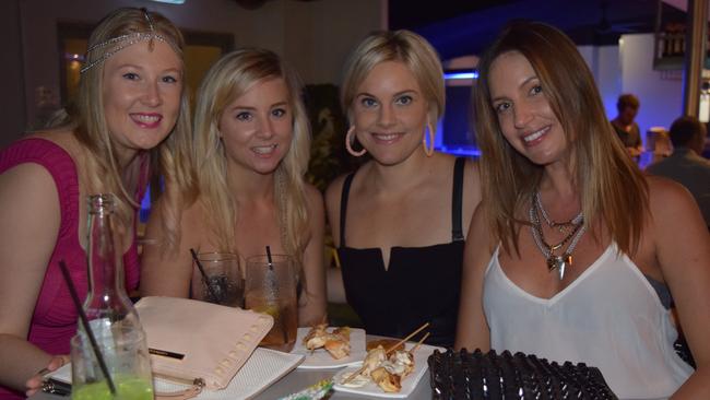 Jenni Dair, Annie Owen, Kristy Lee and Jody Wainwright at the Airlie Beach Hotel on Saturday night for the Brahmans' presentations. Photo: Keagan Ryan / Whitsunday Times (14/09/2014)