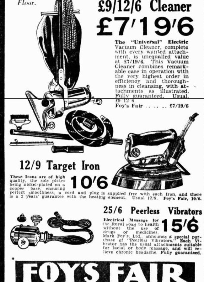 1934 ad for “Peerless Vibrators”.