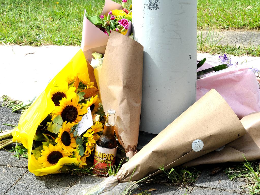 A roadside memorial for the couple killed in Alexandra Hills. Picture: John Gass