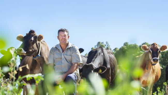 John Keely on his dairy farm. Picture: Zoe Phillips