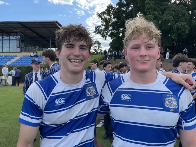 Nicholas Conway (four tries) and Finlay King (two tries) enjoyed making their Nudgee First XV rugby debut today.