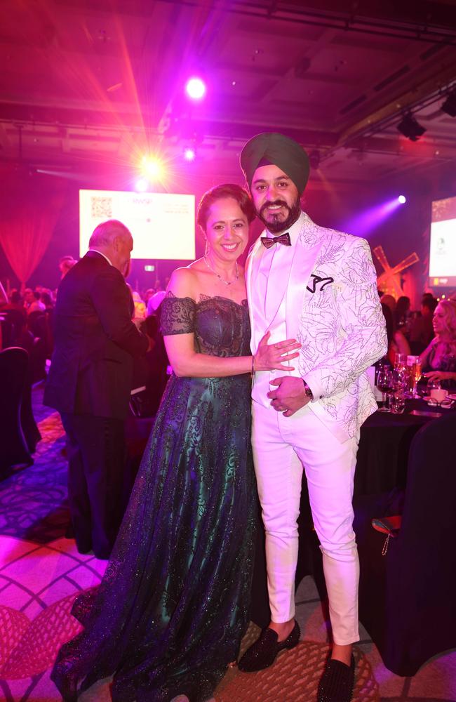 Kuljit Singh and Mannu Kala at the Ray White Surfers Paradise Muscular Dystrophy Charity Ball at The Star Gold Coast. Picture: Portia Large