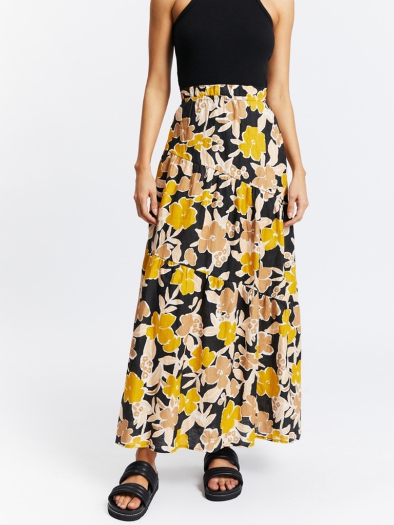 Aere Tiered Maxi Skirt