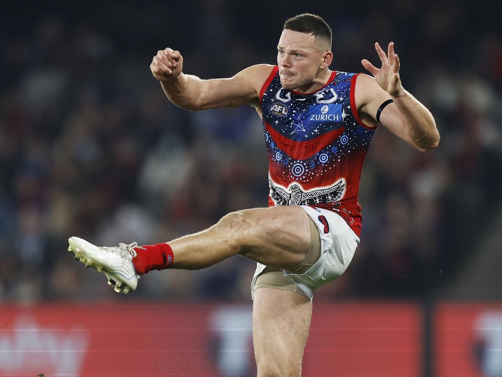 Steven May’s return will boost the Dees, but it won’t solve all the issues that Champion Data have identified. Picture: Mike Owen/AFL Photos/via Getty Images