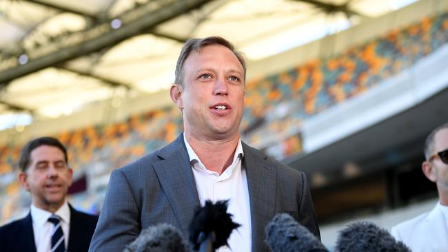 Then-deputy premier Steven Miles at a media conference at the Gabba about an Olympics rebuild in April 2021. File picture: NCA NewsWire / Dan Peled