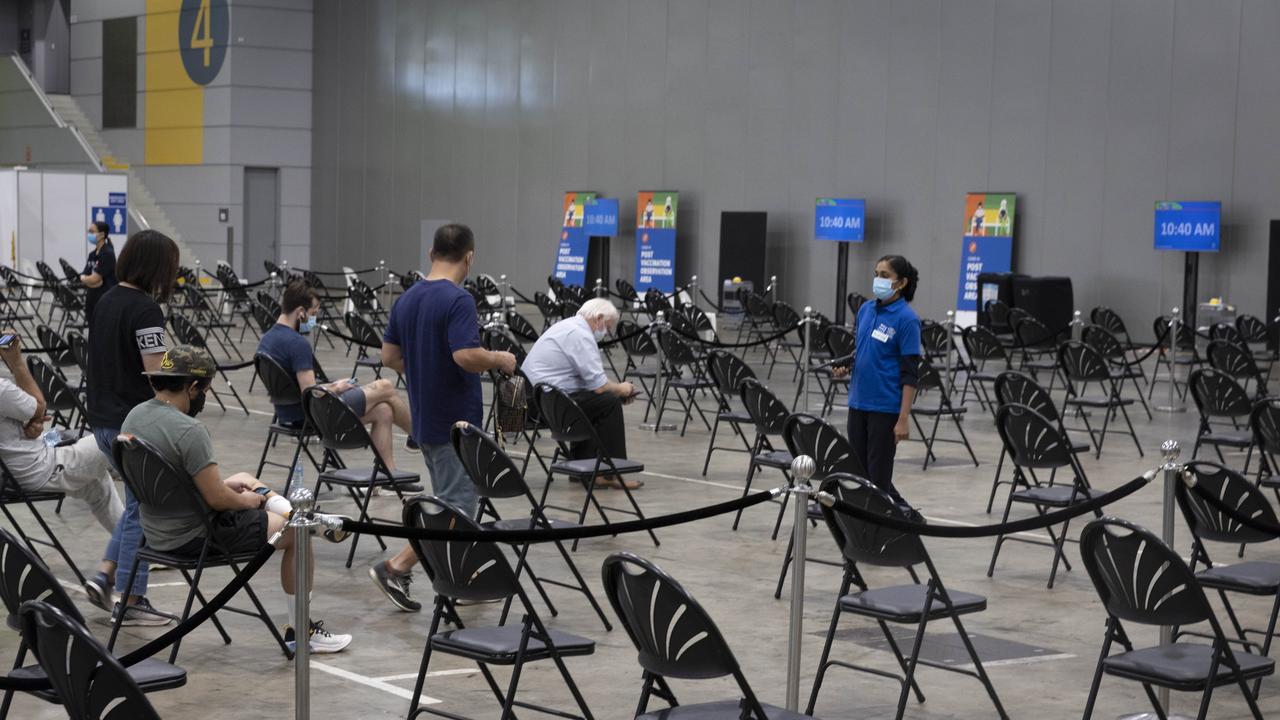 The Brisbane Convention and Exhibition centre vaccination hub on Monday. Picture: NewsWire / Sarah Marshall