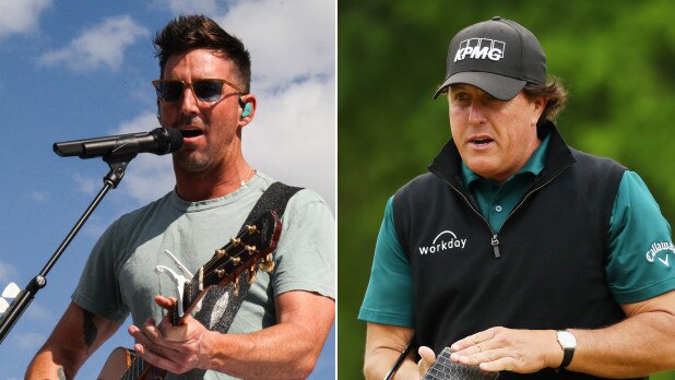 (L-R) Jake Owen and Phil Mickelson.