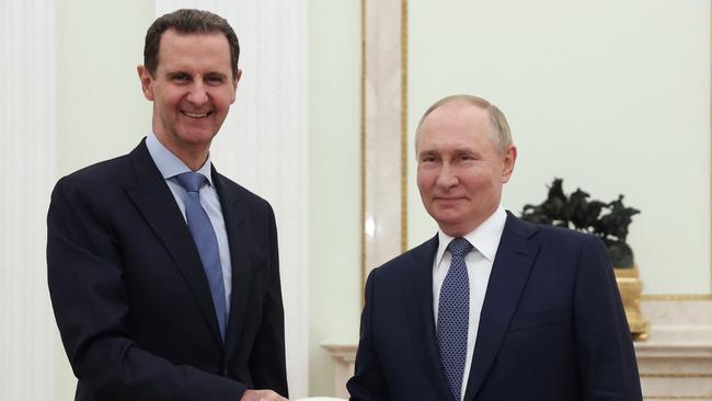 Russia's President Vladimir Puti with Bashar al-Assad during their meeting at the Kremlin in Moscow in July 2024. Picture: AFP.