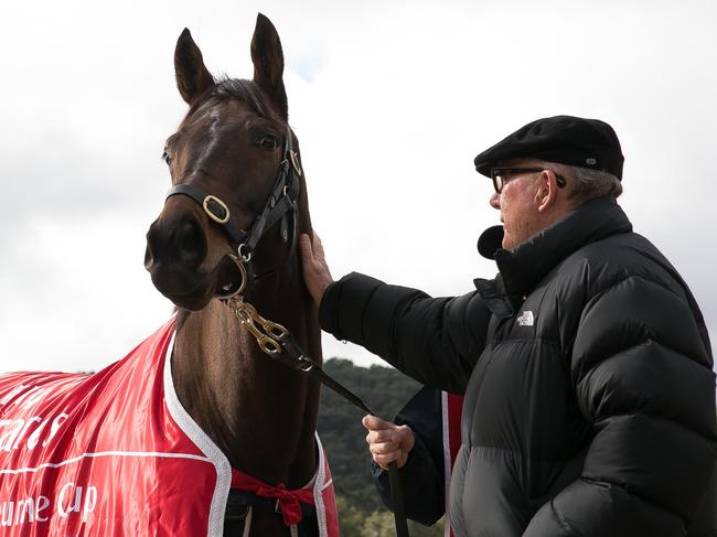 2016 Emirates Melbourne Cup winning horse Almandin with owner Lloyd Williams.  Please credit Karon Photography.