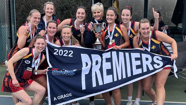 Diggers Rest celebrates its A-Grade netball premiership