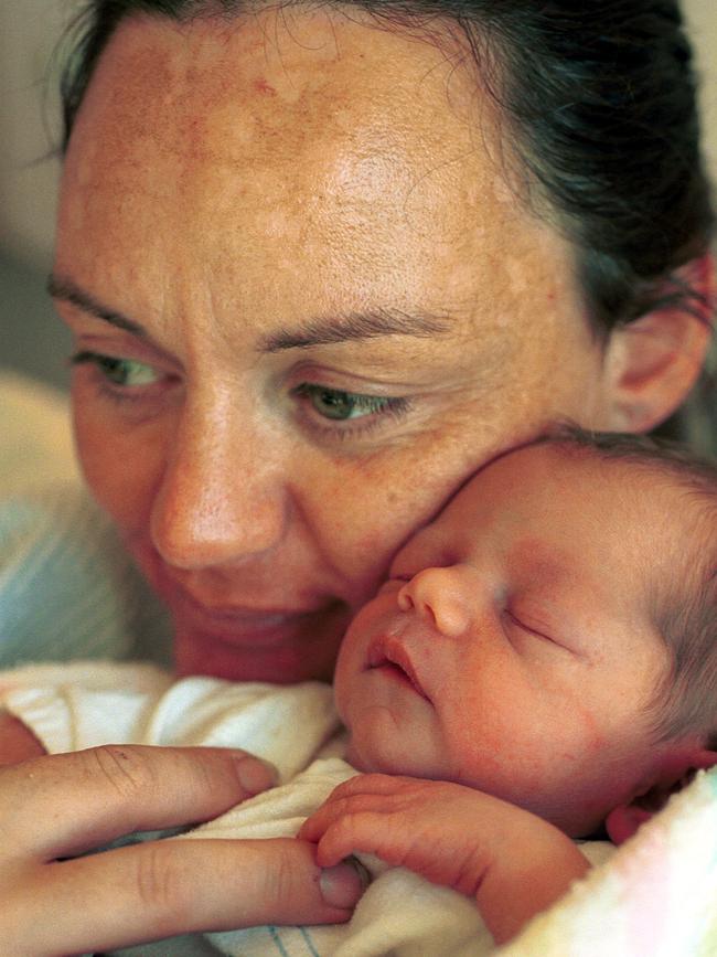 Julie-Ann Nottle with Brandon Aaron in 2002. Picture: Advertiser Library