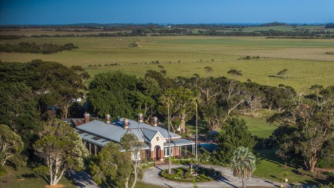 Tullaree’s red-brick homestead today has 14 rooms including five bedrooms, three bathrooms, a 21m hallway, multiple formal and informal dining and living rooms, modern kitchen with AGA stove, single carport and double-bay garage.