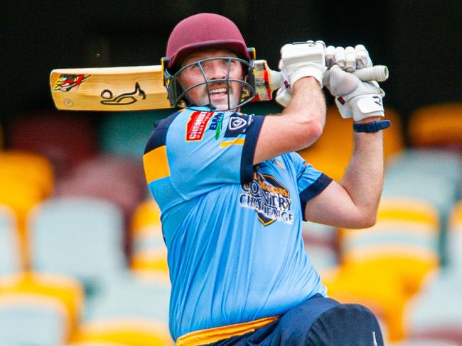 Pictured: Jake Roach. Bulls Masters Country Challenge grand final at the Gabba 2024. Supplied by Bob Jones/Queensland Cricket/Bulls Masters.