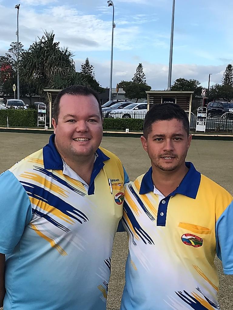 Wade Mutzelburg (left) is the Bowls Australia regional bowls manager and Jay Dawe, who is based at Coolum Beach Bowls Club. Picture: Contributed