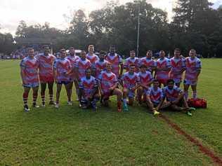 The victorious South Grafton Rebels squad after clinching a dominant victory against Navy Tridents. Picture: Eddie DeBono/Facebook