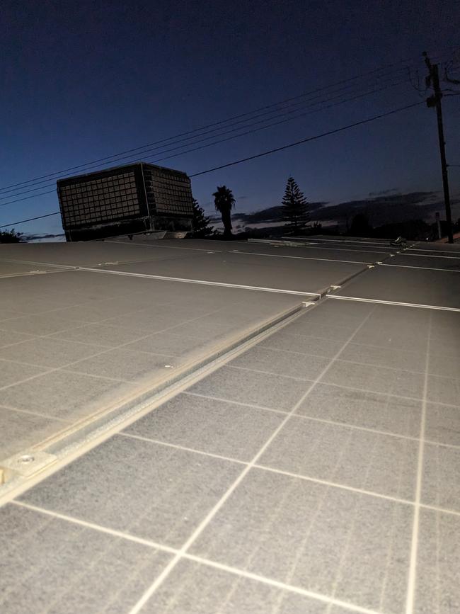 Solar panels in Birkenhead were left covered in dust following the May event. Picture: Supplied