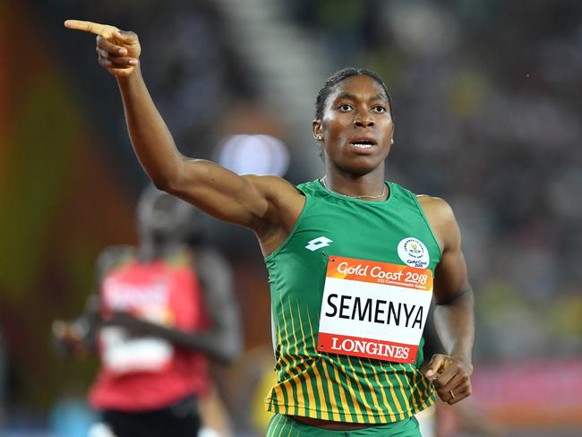 Caster Semenya wins the 800m fgold on the Gold Coast. Picture: AAP