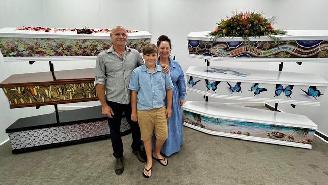 Wayne Thompson, Bridget Sacco and their son Travis at the opening of The Coffin Creative Co. on Victoria St, Mackay. Photo: Contributed