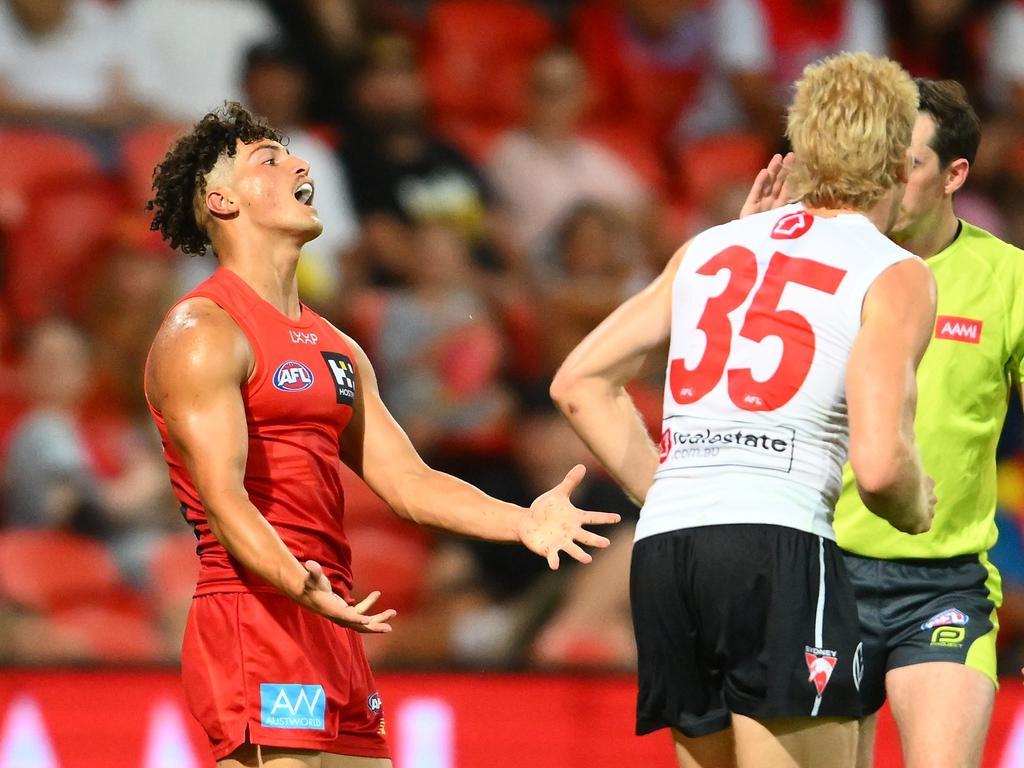 Jake Rogers sums up a disappointing performance from the Suns. Picture: Matt Roberts/AFL Photos/via Getty Images