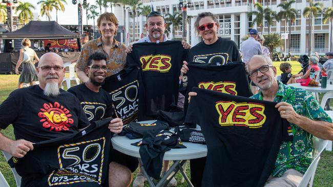 Peter Ayre, Lewis Malay, Lorna Black, Andrew Edwards, Jo Srbinovski, Micko Srbinovski at the Northern Land Council 50 Year Anniversary Concert in State Square, Parliament House, Darwin. Picture: Pema Tamang Pakhrin