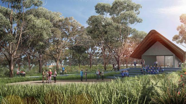 Artist’s impressions of the new Meeting Place Precinct at Kurnell in Sydney’s south, which will commemorate the meeting of Cook and indigenous people.