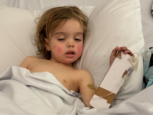 Oliver has leukaemia and a tumour covering his chest. Picture: Supplied