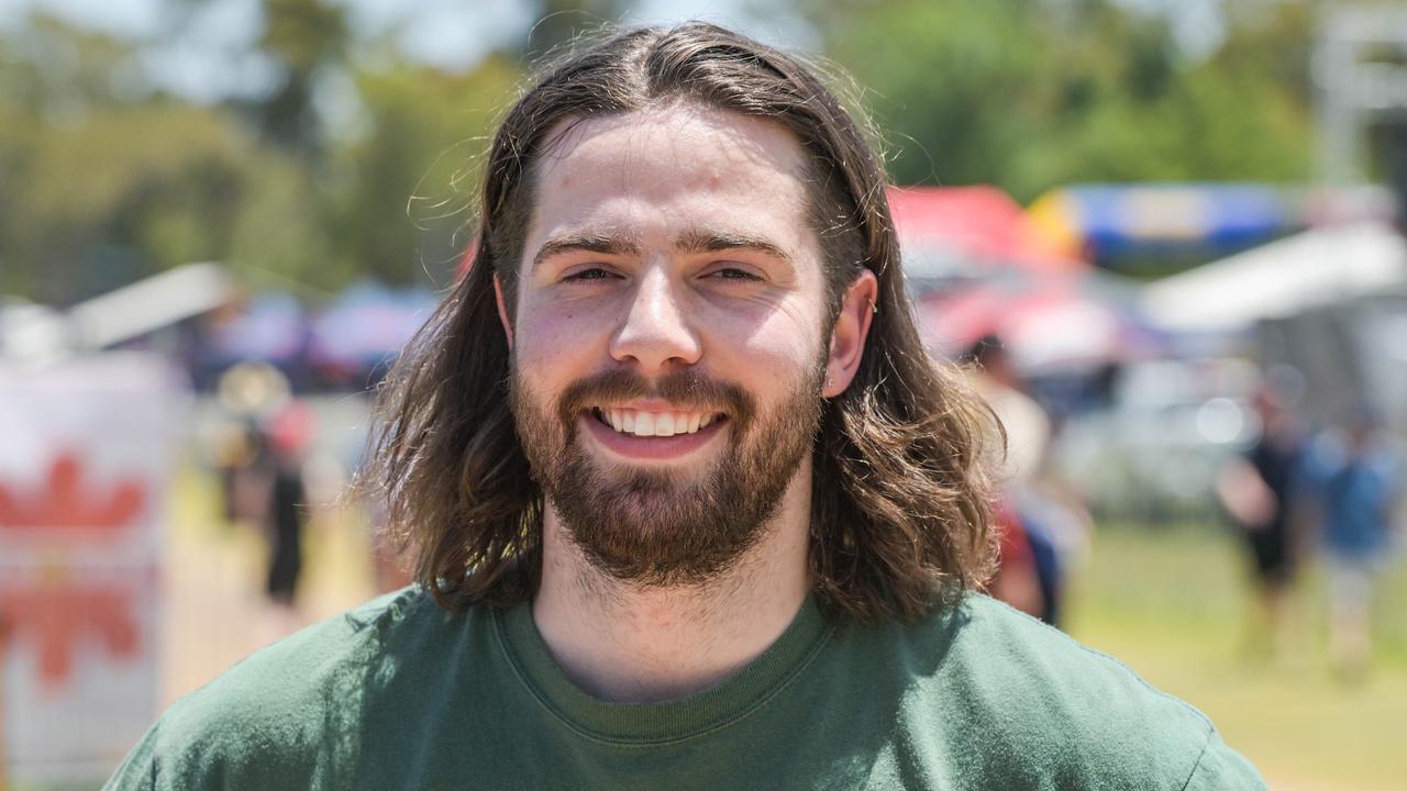 Oliver Dalwood vying for best mullet at the VALO Adelaide 500. Picture: Brenton Edwards