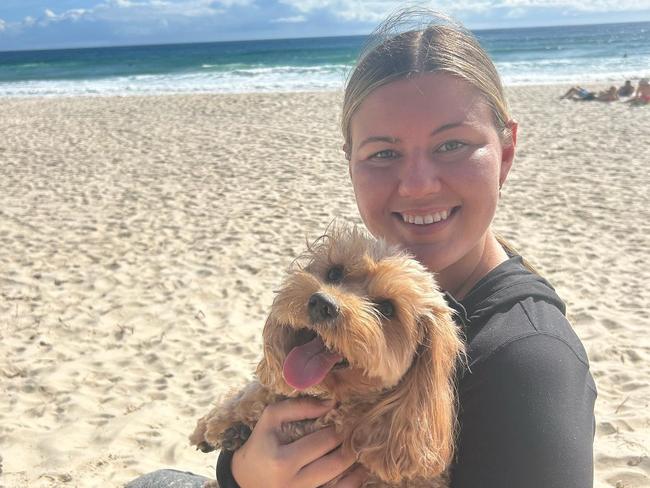 Brittany Higgins with her dog Kingston, who was also threatened. Picture: Instagram.