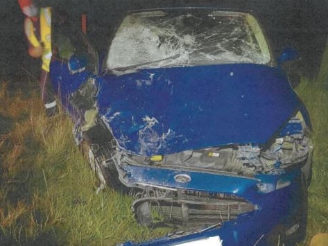 A police photo at the scene of the crash on Grubb Rd in Wallington on August 9. Picture; Geelong Magistrates Court.