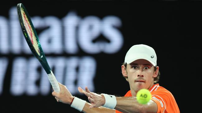 Eye on the prize: Alex de Minaur powered through the second set. Picture: Getty