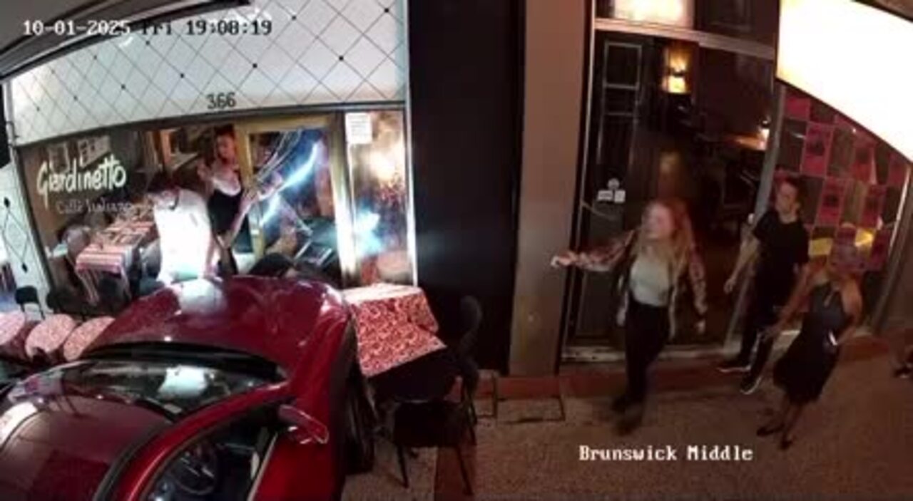 CCTV shows the moment car crashes through Brisbane restaurant