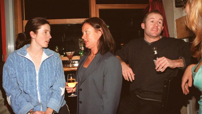 Patrice Virlombier, Karen Taylor and Paul Hussey enjoy a drink in 1999.