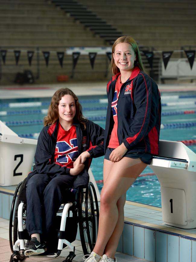 Vincent, alongside Norwood Swimming Club teammate Emily White, is eager to get back to her club and into the pool. Picture: Naomi Jellicoe