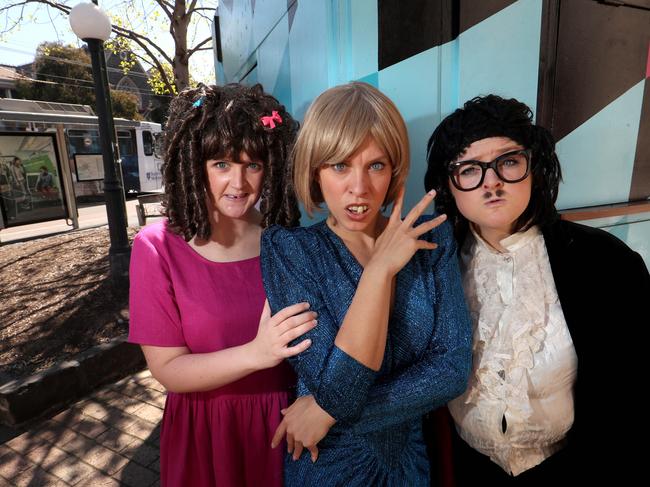 Lucy Fox (right) with Laura Trenerry and Ell Sachs as The Travelling Sisters. Picture: David Geraghty