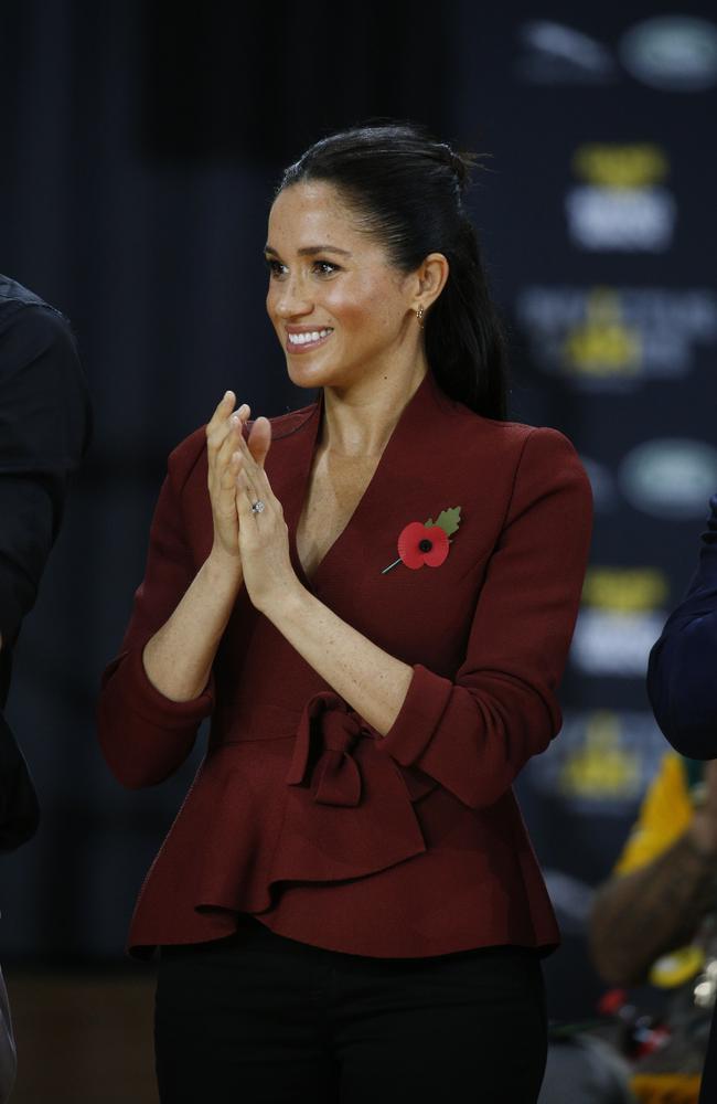 Meghan, Duchess of Sussex pictured at the Invictus Games Wheelchair Basketball gold medal game at the Quaycentre arena at Sydney Olympic Park in Homebush, Sydney. Picture: Richard Dobson