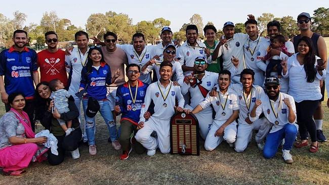 Sagarmatha Cricket Club celebrates its D-Grade premiership.