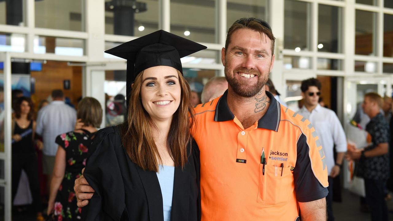 Rebecca and Jon Gaut at the James Cook University 2023 Graduation. Picture: Shae Beplate.