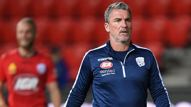 Adelaide United boss Marco Kurz during the loss to Perth Glory at Coopers Stadium. Picture: Mark Brake/Getty Images