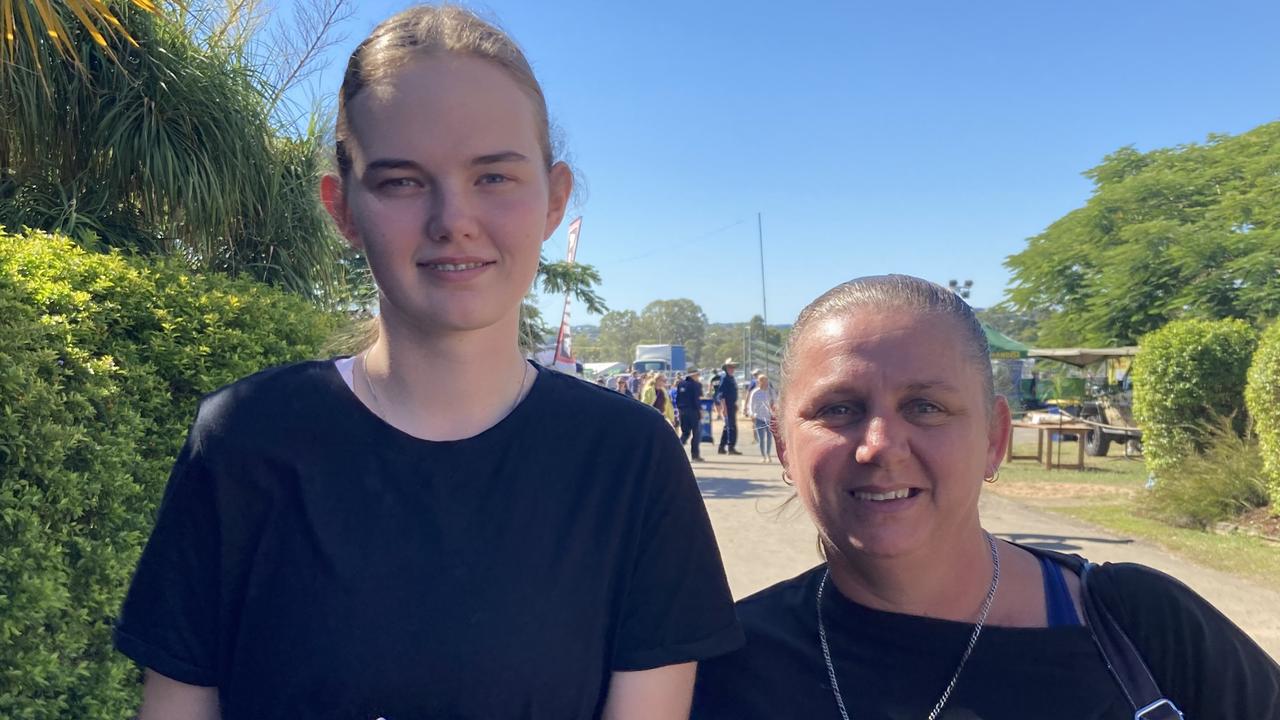 Asha Ewing and Tammy Palmer enjoy People's Day at the 2023 Gympie Show.