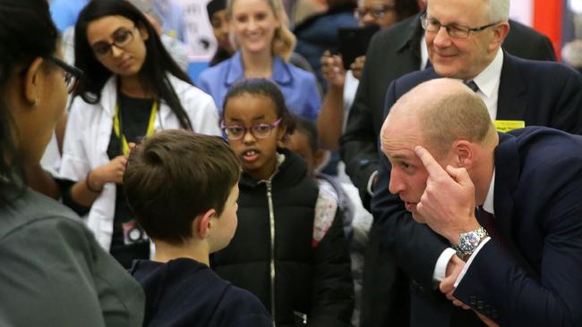 Prince William meets a young patient during a visit to Evelina London Children's Hospital, in London on January 18, 2018. Picture: Daniel Leal-Olivas/AFP