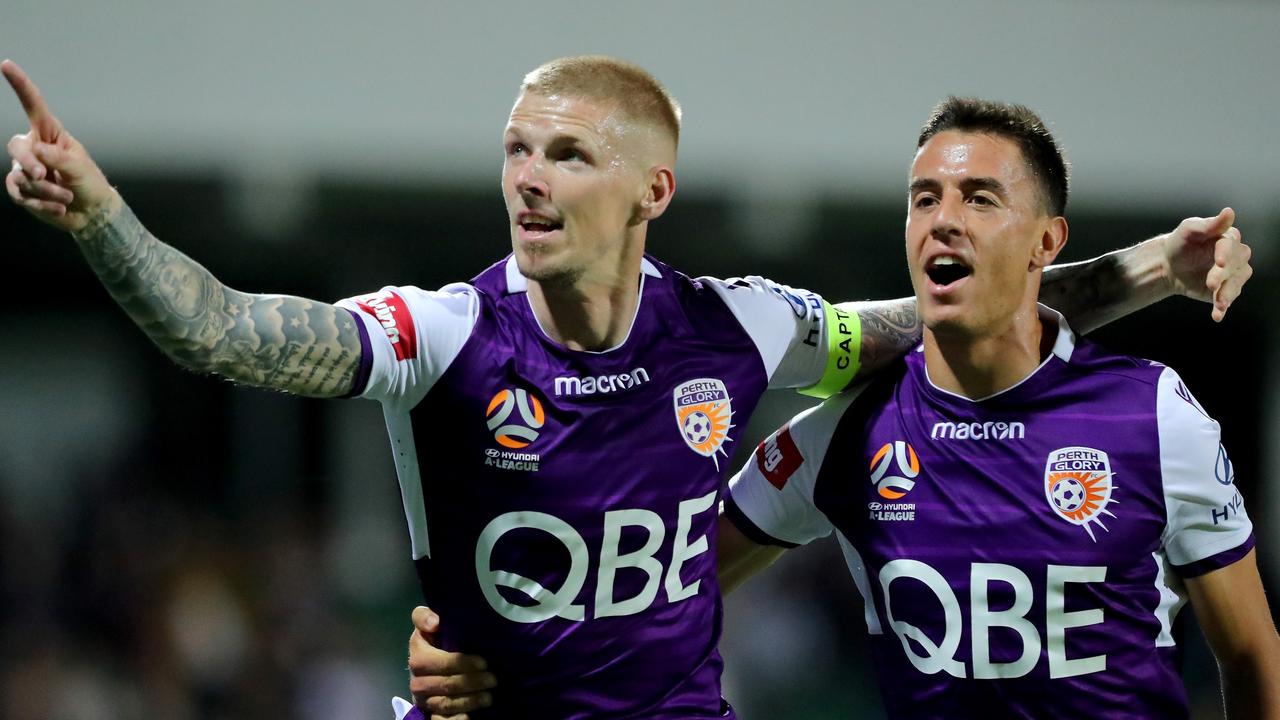 Andy Keogh gave Perth Glory the lead over Brisbane Roar.