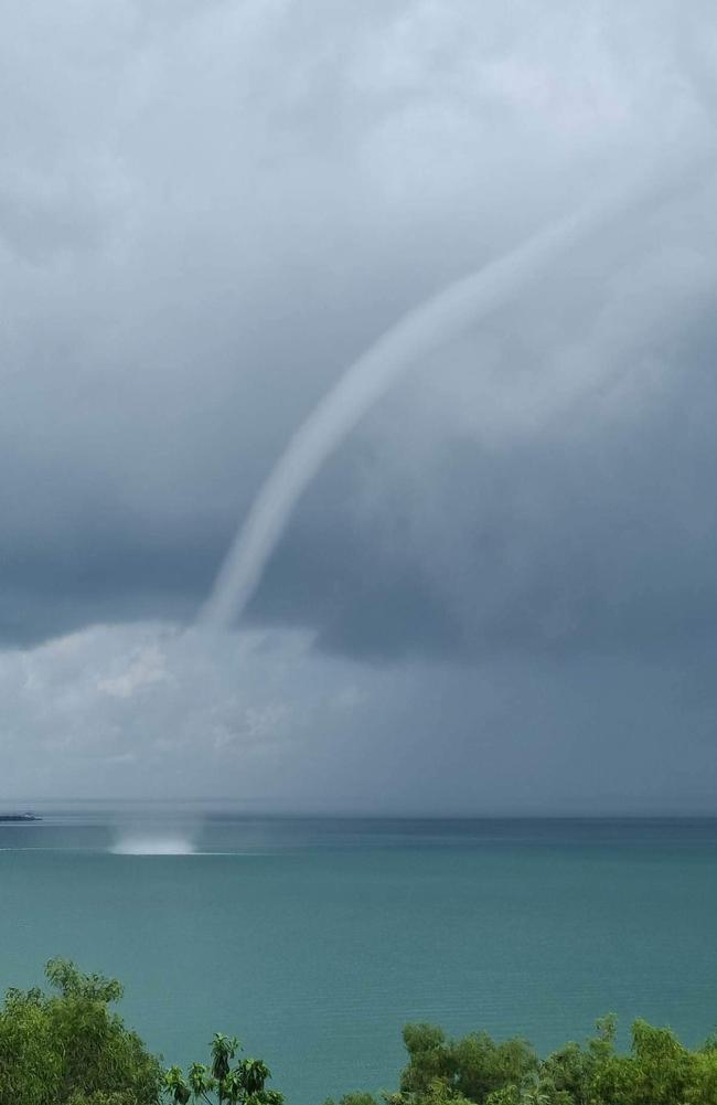 A waterspout on the Darwin Harbour around midday on March 15. Picture: Supplied