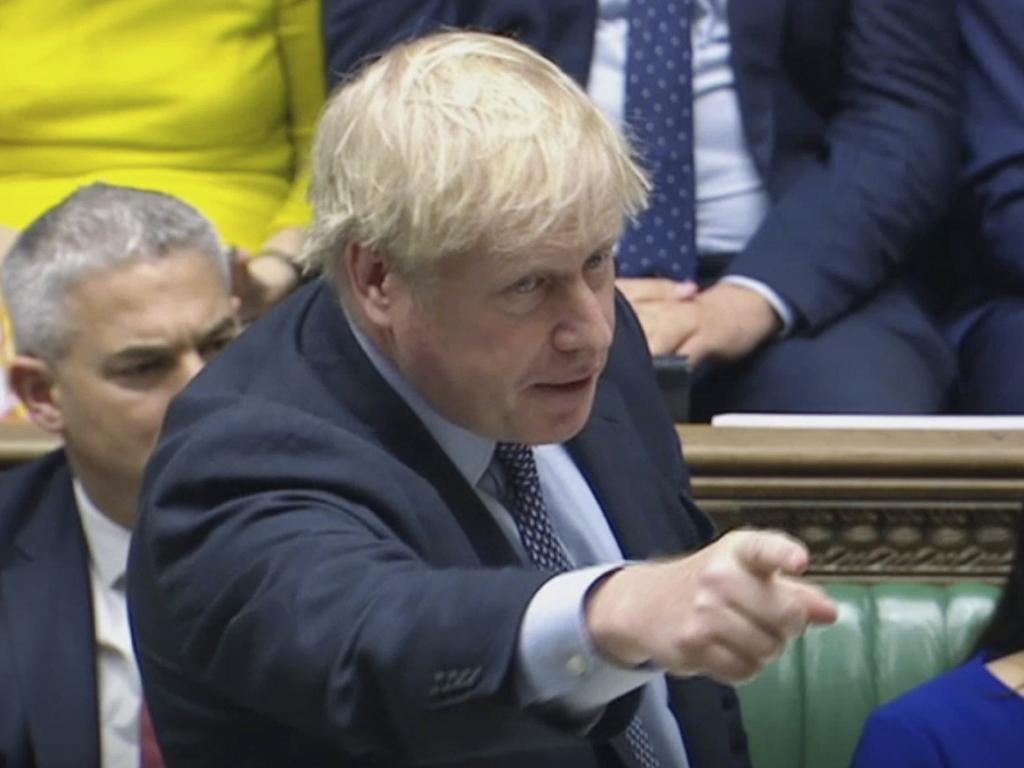 Britain's Prime Minister Boris Johnson speaks during a debate inside the House of Commons in London.