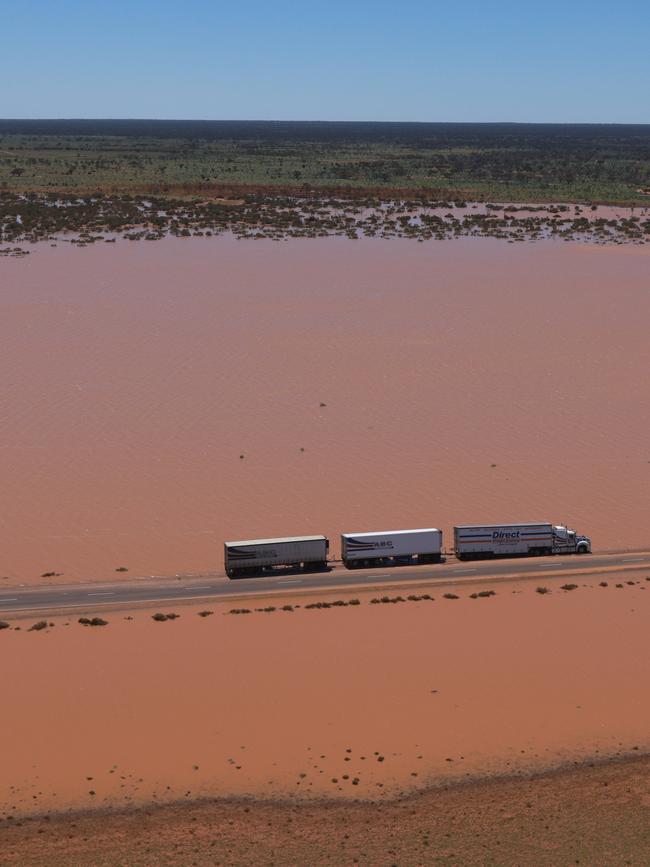 The road was submerged in more than 450mm of water. Picture: NCA NewsWire / Kelly Barnes