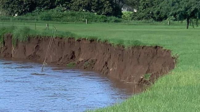 Erosion at the riverbank near the John Muntz Bridge in Upper Coomera. Picture: Mark Boothman / Facebook.